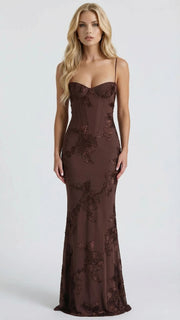 Celestina Floral Maxi Dress Brown view 1