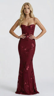 Celestina Floral Maxi Dress Burgundy view 3