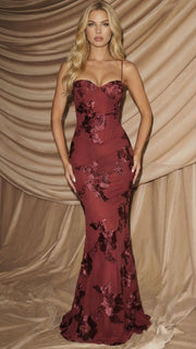 Celestina Floral Maxi Dress Burgundy view 6