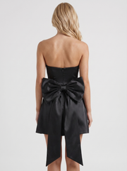Celine Strapless Side Bow Satin Mini Dress Black view 5