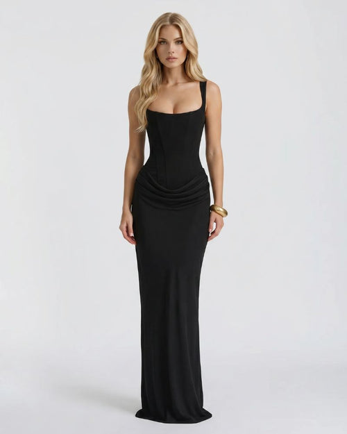 Cerene Corset Maxi Dress Black