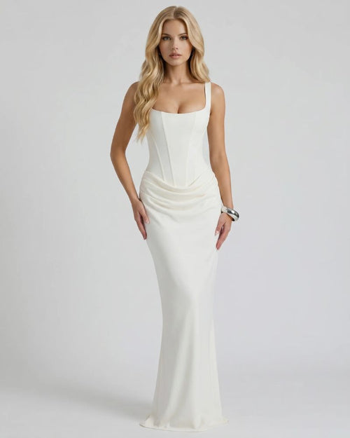 Cerene Corset Maxi Dress White