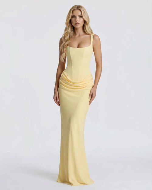 Cerene Corset Maxi Dress Yellow