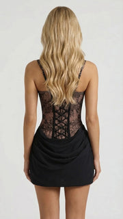 Cerene Corset Mini Dress Black Lace view 4