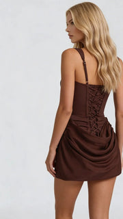 Cerene Corset Mini Dress Brown view 3