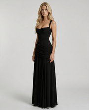 Charlotte Ruched Maxi Dress Black view 3