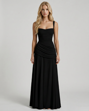 Charlotte Ruched Maxi Dress Black view 1