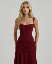 Charlotte Ruched Maxi Dress Burgundy view 2