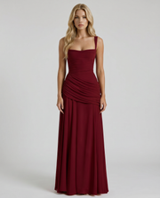 Charlotte Ruched Maxi Dress Burgundy view 1