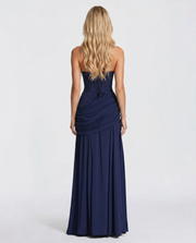 Charlotte Ruched Maxi Dress Navy view 4