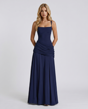 Charlotte Ruched Maxi Dress Navy view 1