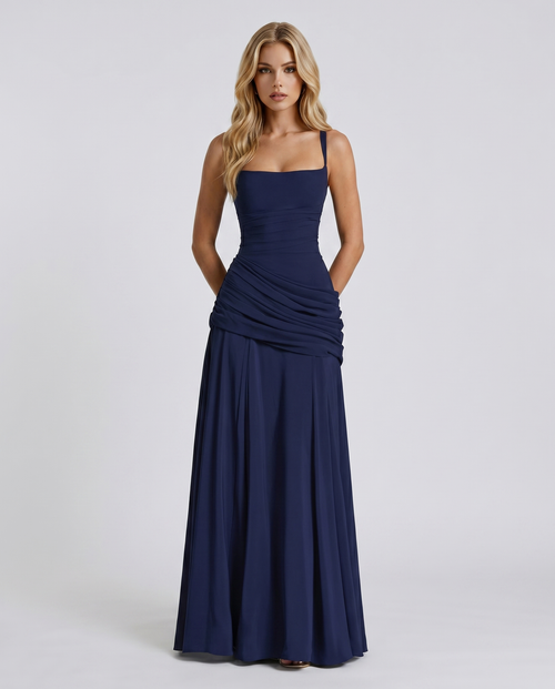 Charlotte Ruched Maxi Dress Navy