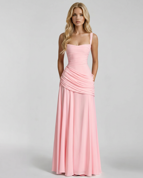 Charlotte Ruched Maxi Dress Pink