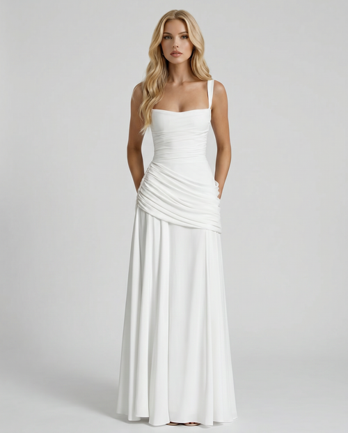 Charlotte Ruched Maxi Dress White