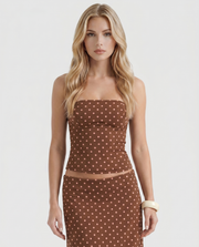 Charlotte Wrap Skirt Set Cocoa Polka Dot view 2