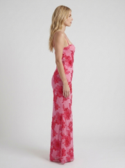 Chloe Floral Mesh Bodycon Maxi Dress Pink view 4