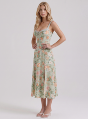 Cosette Floral Midi Dress Green view 3