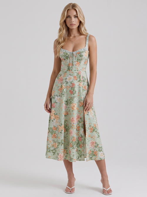 Cosette Floral Midi Dress Green
