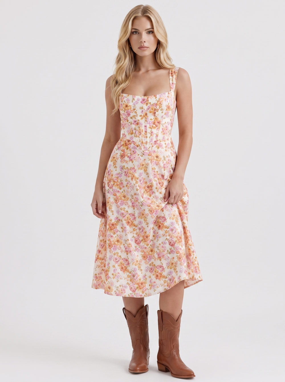 Cosette Floral Midi Dress Pink