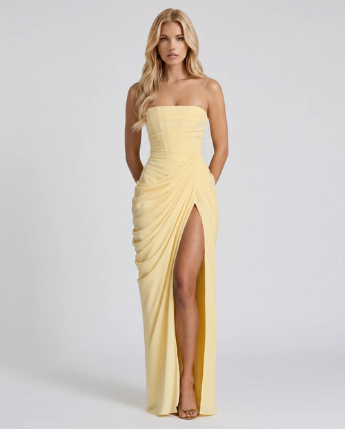Cyrana Ruched Maxi Dress Yellow