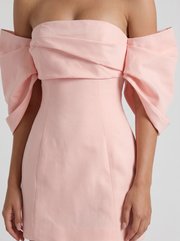 Daisy Off Shoulder Fold Over Mini Dress Blush view 6