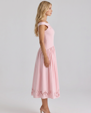 Delfina Boat Neck Eyelet Midi Dress Pink view 4