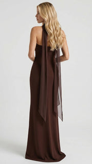 Diana Ruched Maxi Dress Brown view 3