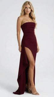 Diana Ruched Maxi Dress Burgundy view 3