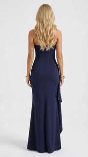 Diana Ruched Maxi Dress Navy view 3