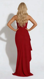 Diana Ruched Maxi Dress Red view 4