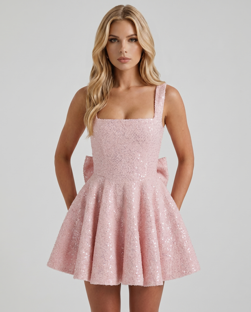 Dorothy Bow Mini Dress Blush