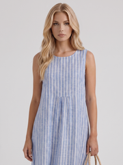 Elara Printed Midi Dress Light Blue Stripe view 2