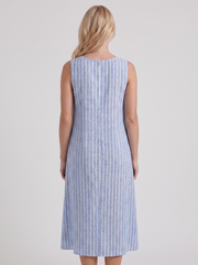 Elara Printed Midi Dress Light Blue Stripe view 5