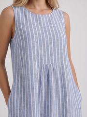 Elara Printed Midi Dress Light Blue Stripe view 6
