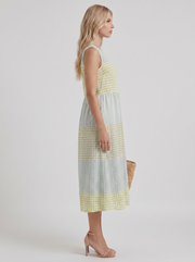 Elara Printed Midi Dress Yellow Gingham view 4