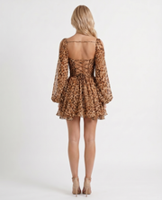 Elda Ruffle Mini Dress Brown view 5