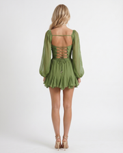 Elda Ruffle Mini Dress Green view 5