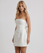 Eleonora Bow Mini Dress Ivory view 3
