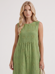 Elin Embroidered Midi Dress Green view 2