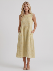 Elin Embroidered Midi Dress Light Yellow view 1