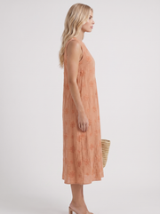 Elin Embroidered Midi Dress Orange view 4