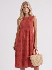 Elin Embroidered Midi Dress Red view 2