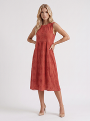 Elin Embroidered Midi Dress Red view 3