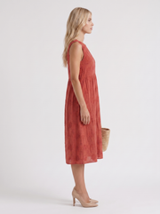 Elin Embroidered Midi Dress Red view 4