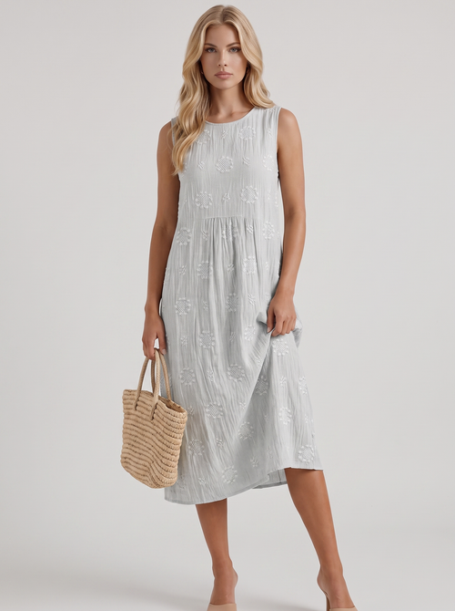 Elin Embroidered Midi Dress White