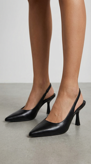 Elizabeth Pointed Toe Slingback Heel Sandals Black view 3