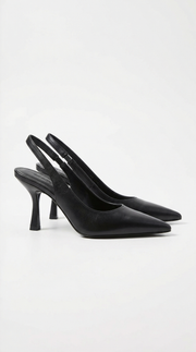 Elizabeth Pointed Toe Slingback Heel Sandals Black view 1