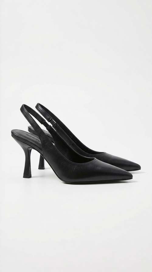 Elizabeth Pointed Toe Slingback Heel Sandals Black