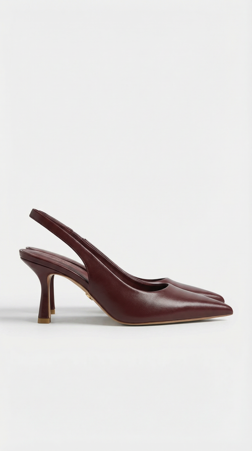 Elizabeth Pointed Toe Slingback Heel Sandals Burgundy