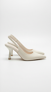 Elizabeth Pointed Toe Slingback Heel Sandals Cream view 1